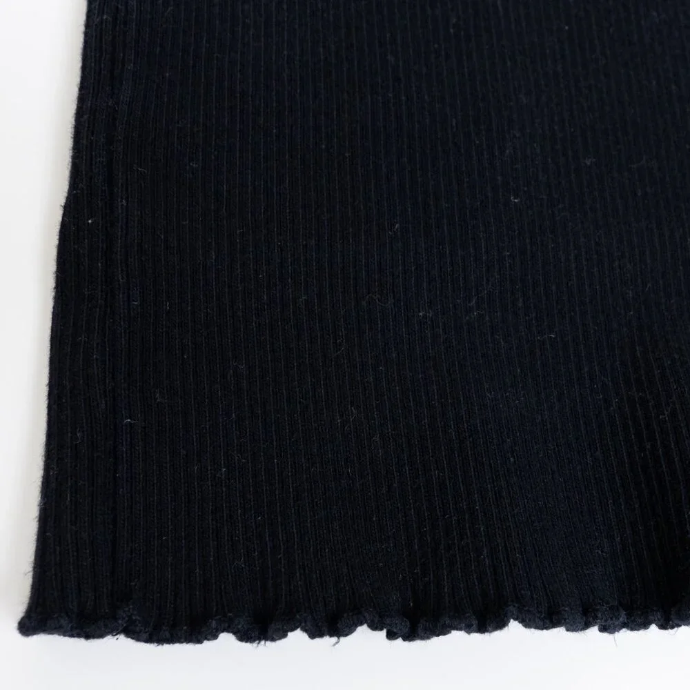 Current/Elliott The Ruffle Rib Top Black Ribbed Mock Neck Size 1 - Picture 8 of 11